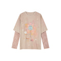 Lace layered dandelion print tee