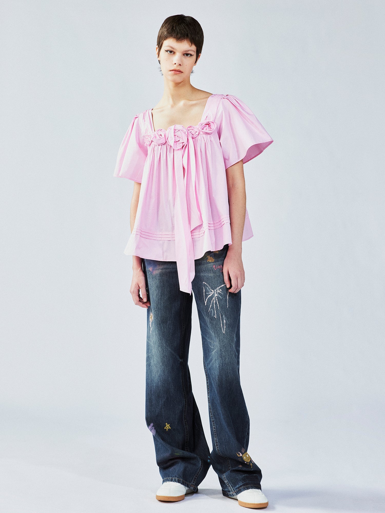 3D flower doll blouse