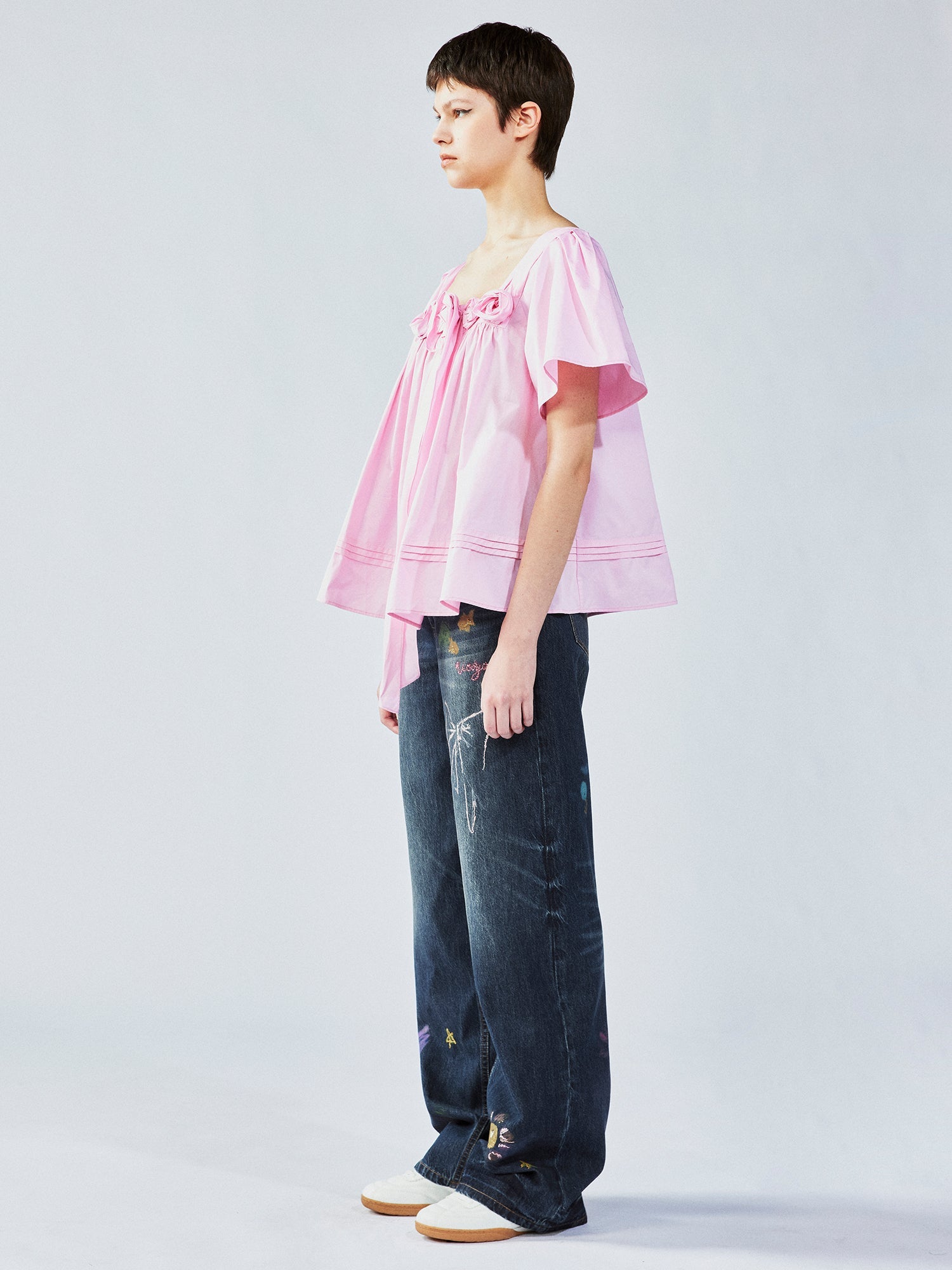 3D flower doll blouse