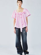3D flower doll blouse