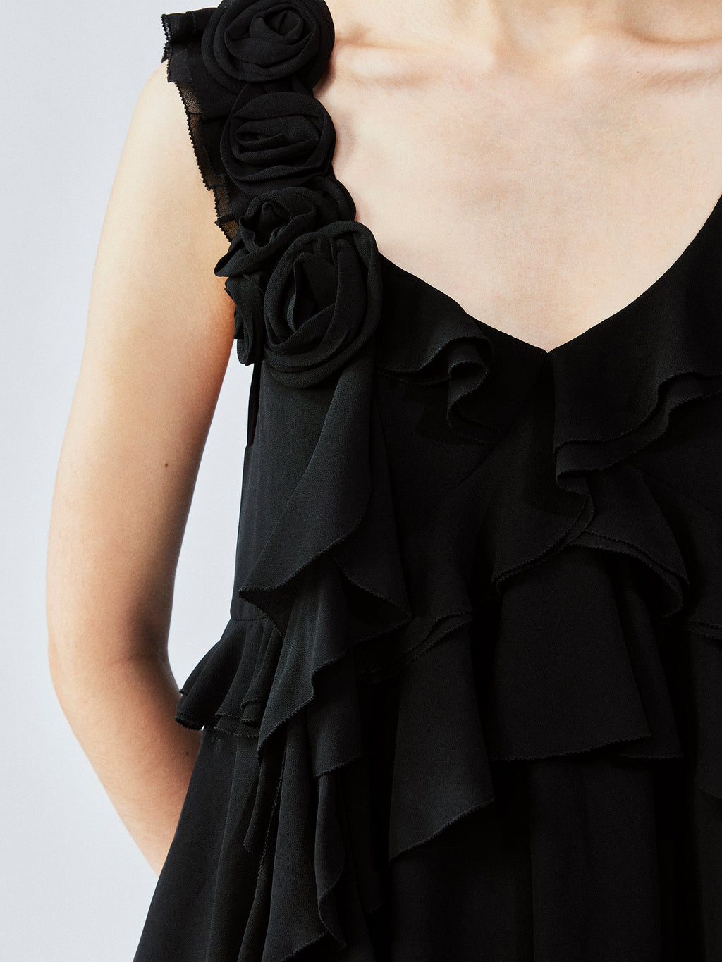 Asymmetric 3D flower camisole dress