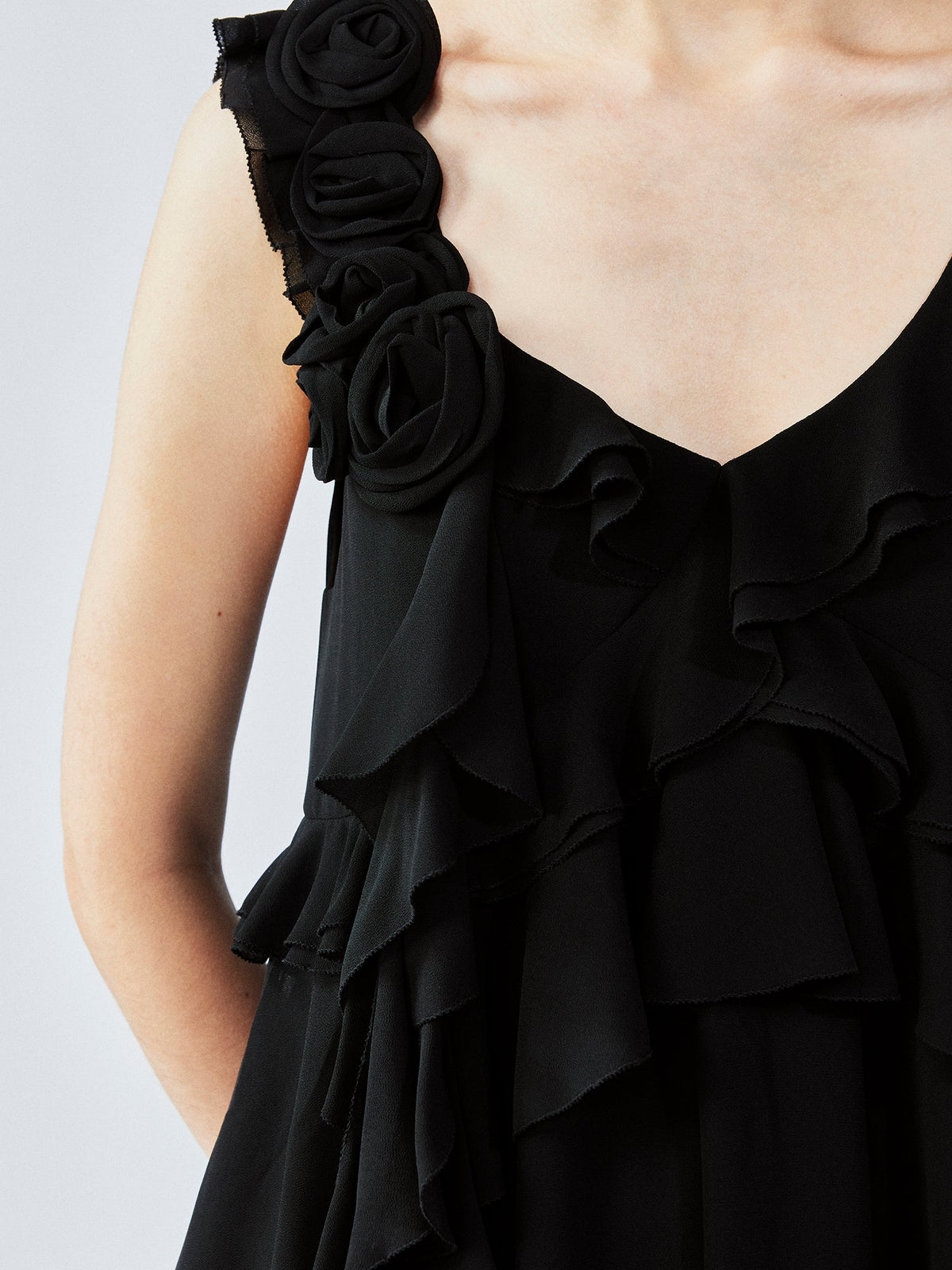 Asymmetric 3D flower camisole dress