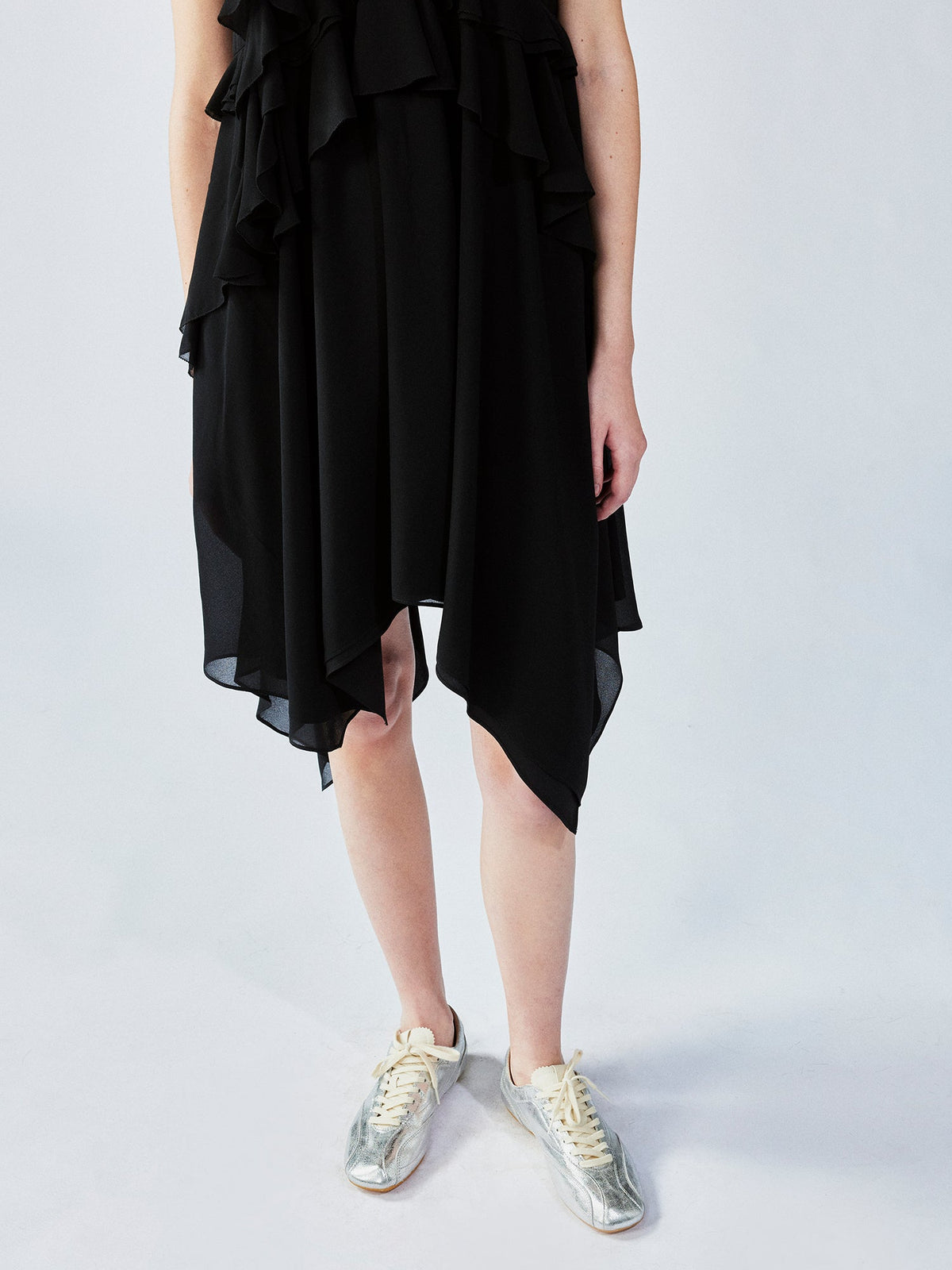 Asymmetric 3D flower camisole dress
