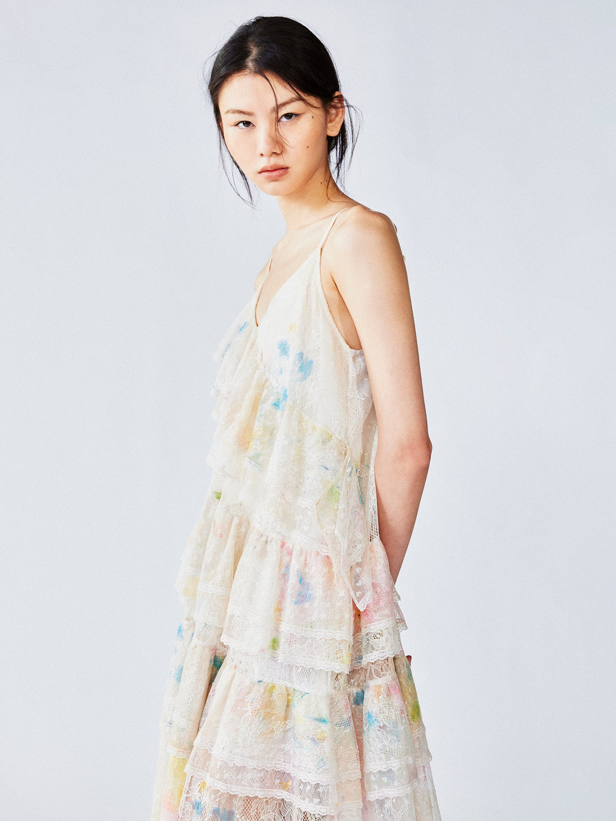 Dream graffiti lace tiered dress