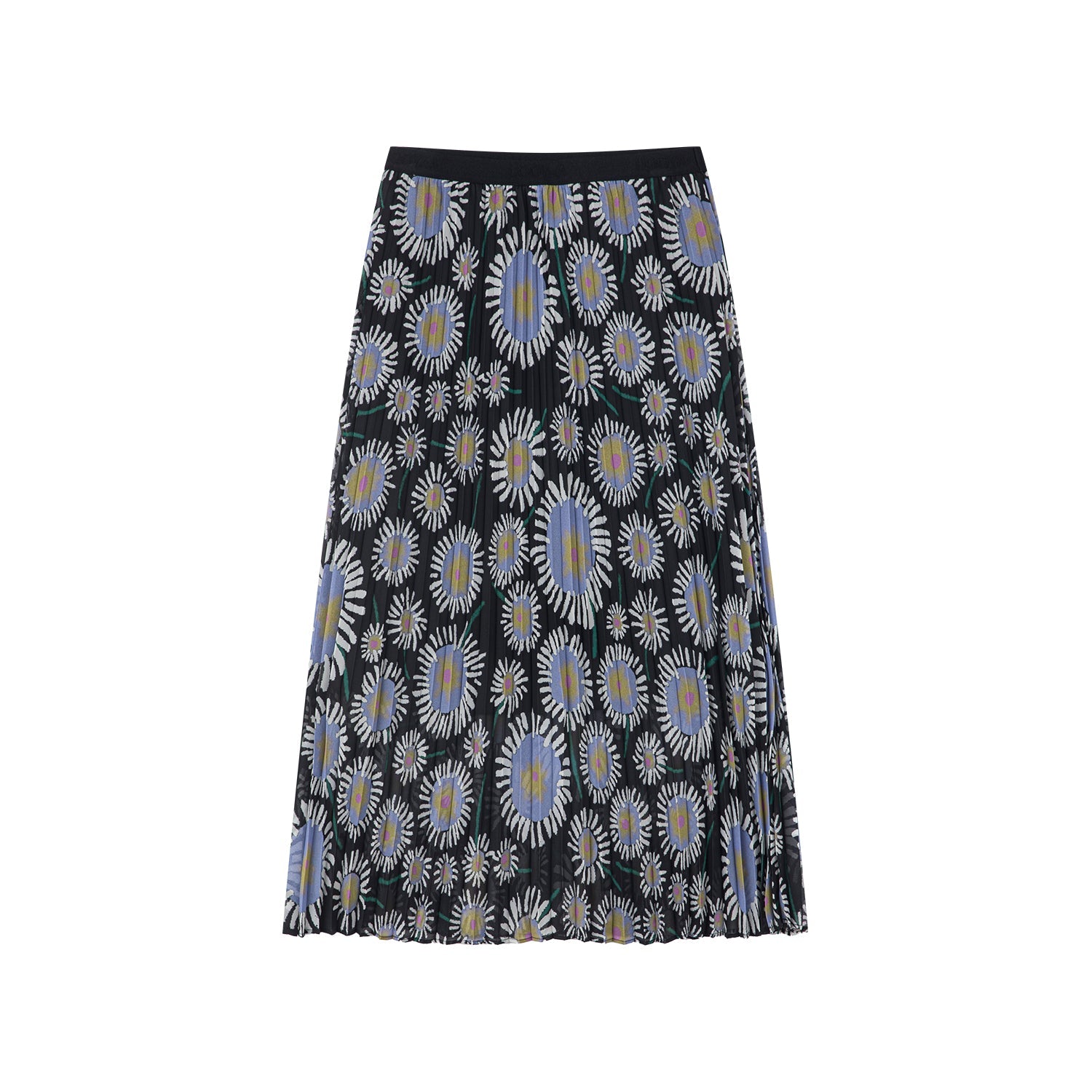 Dandelion print pleated skirt