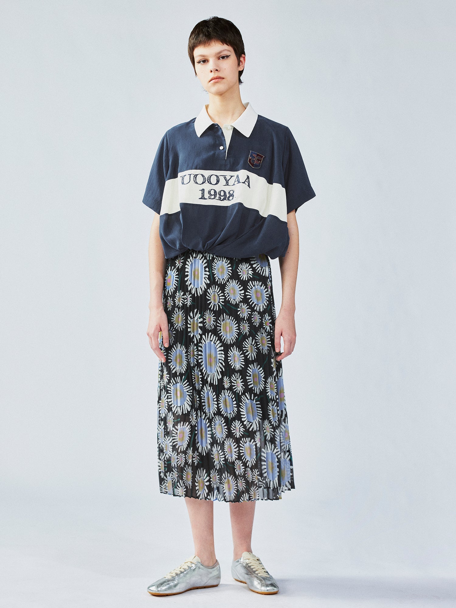 Dandelion print pleated skirt