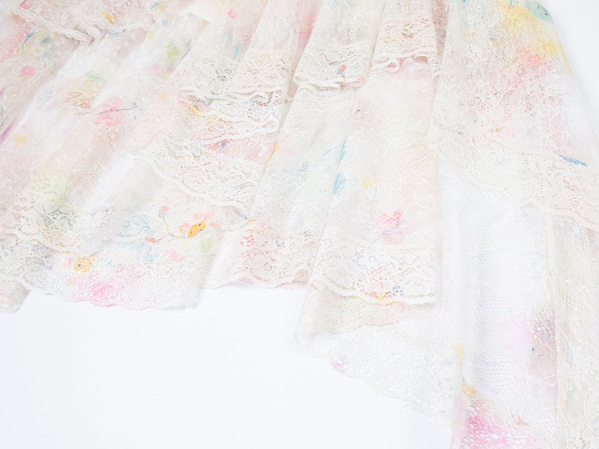 Dreamy graffiti lace tiered skirt