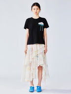 Dreamy graffiti lace tiered skirt