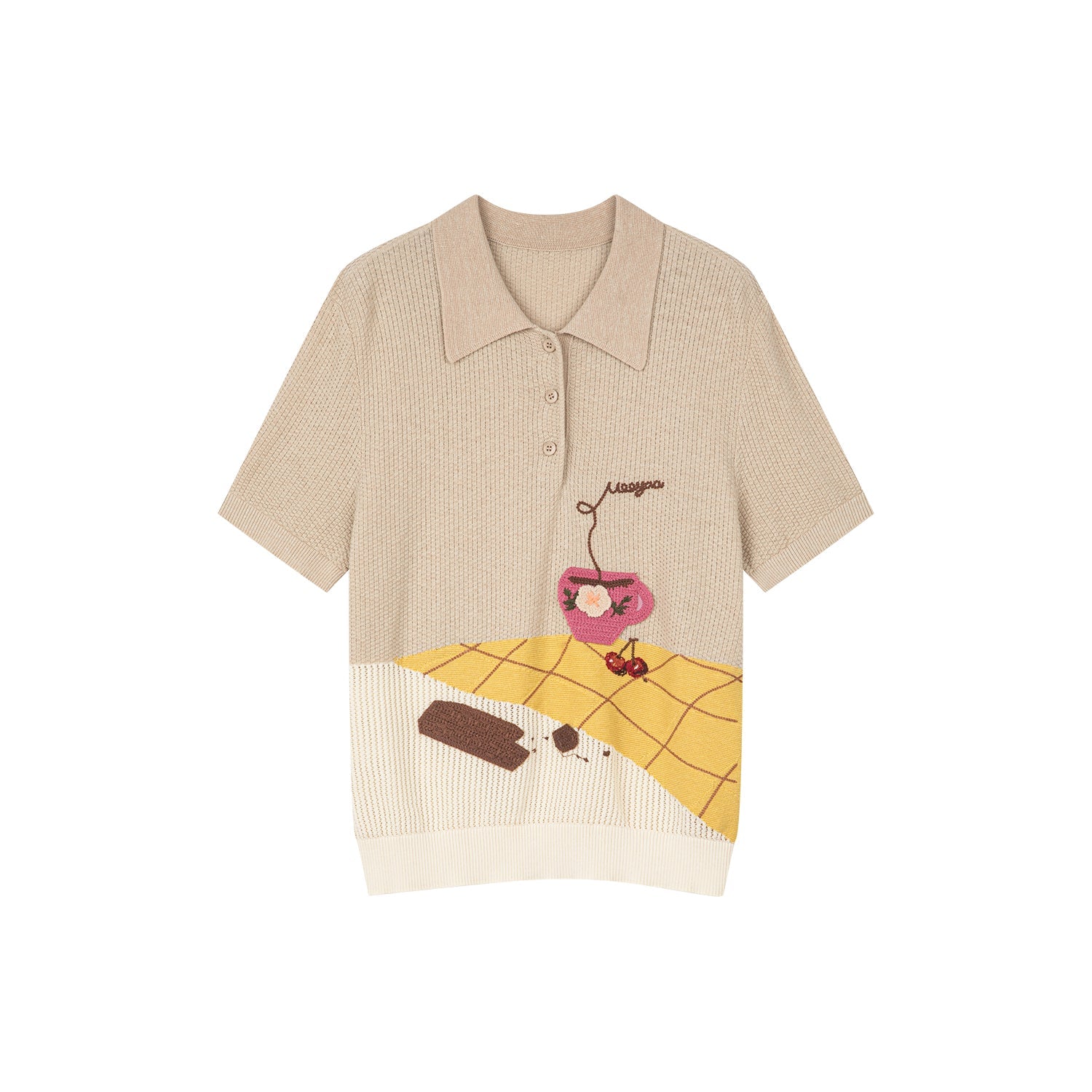 Afternoon tea-inspired polo knit tee