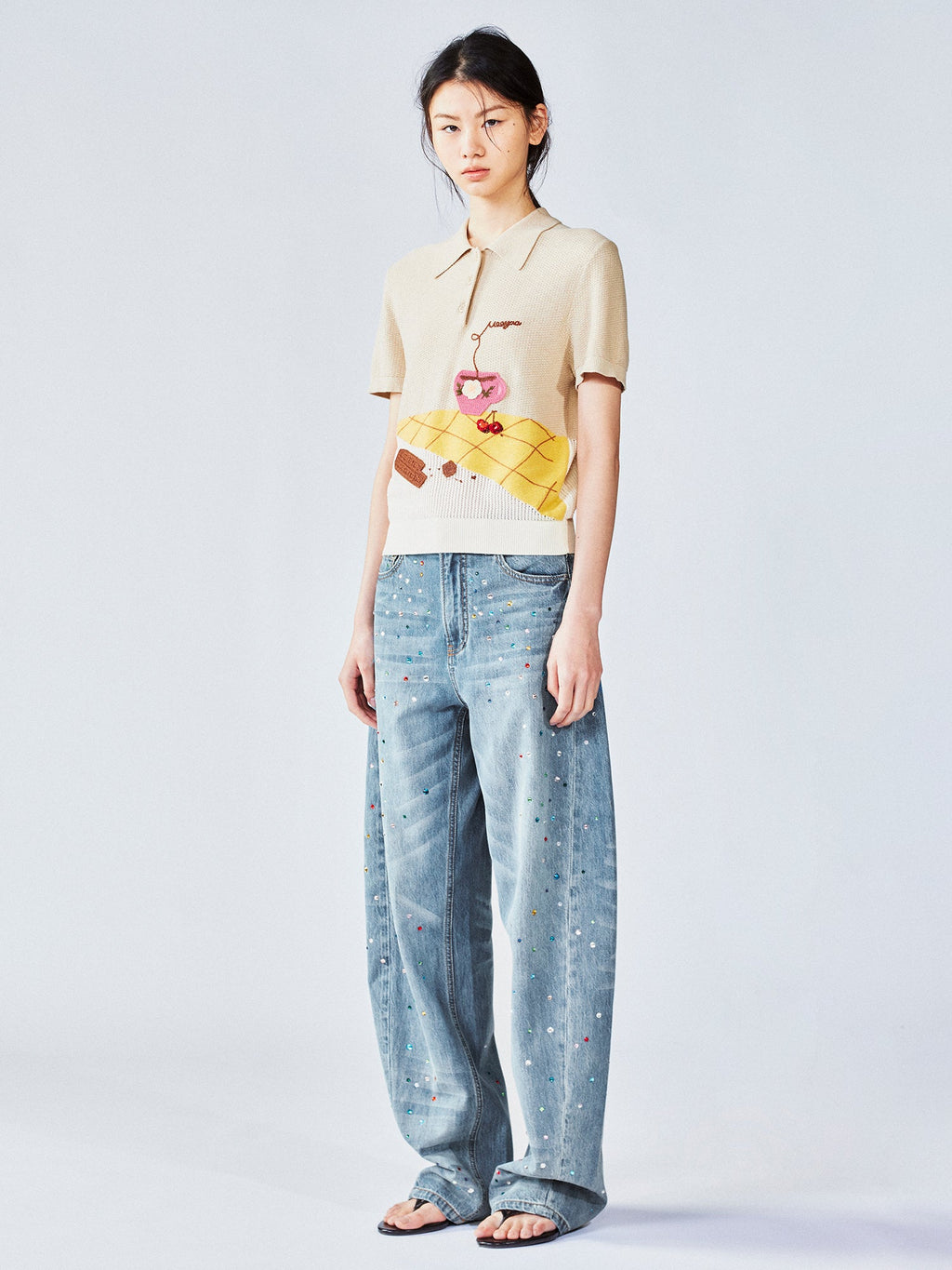 Afternoon tea-inspired polo knit tee