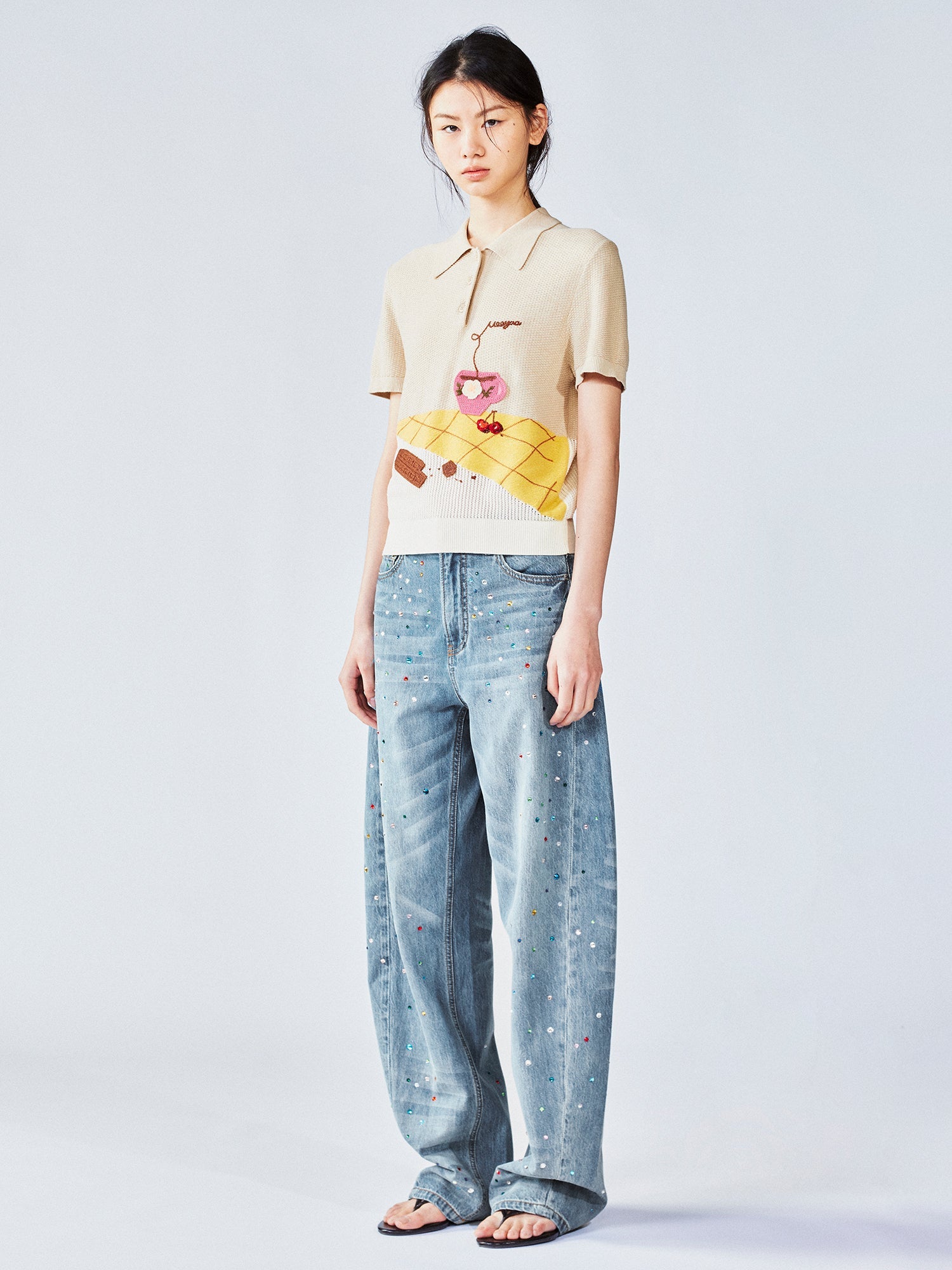 Afternoon tea-inspired polo knit tee