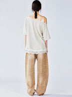3D twist lace faux two-piece camisole tee