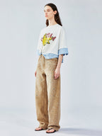 3D twist faux two-piece shirt t-shirt