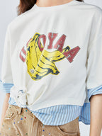 3D twist faux two-piece shirt t-shirt