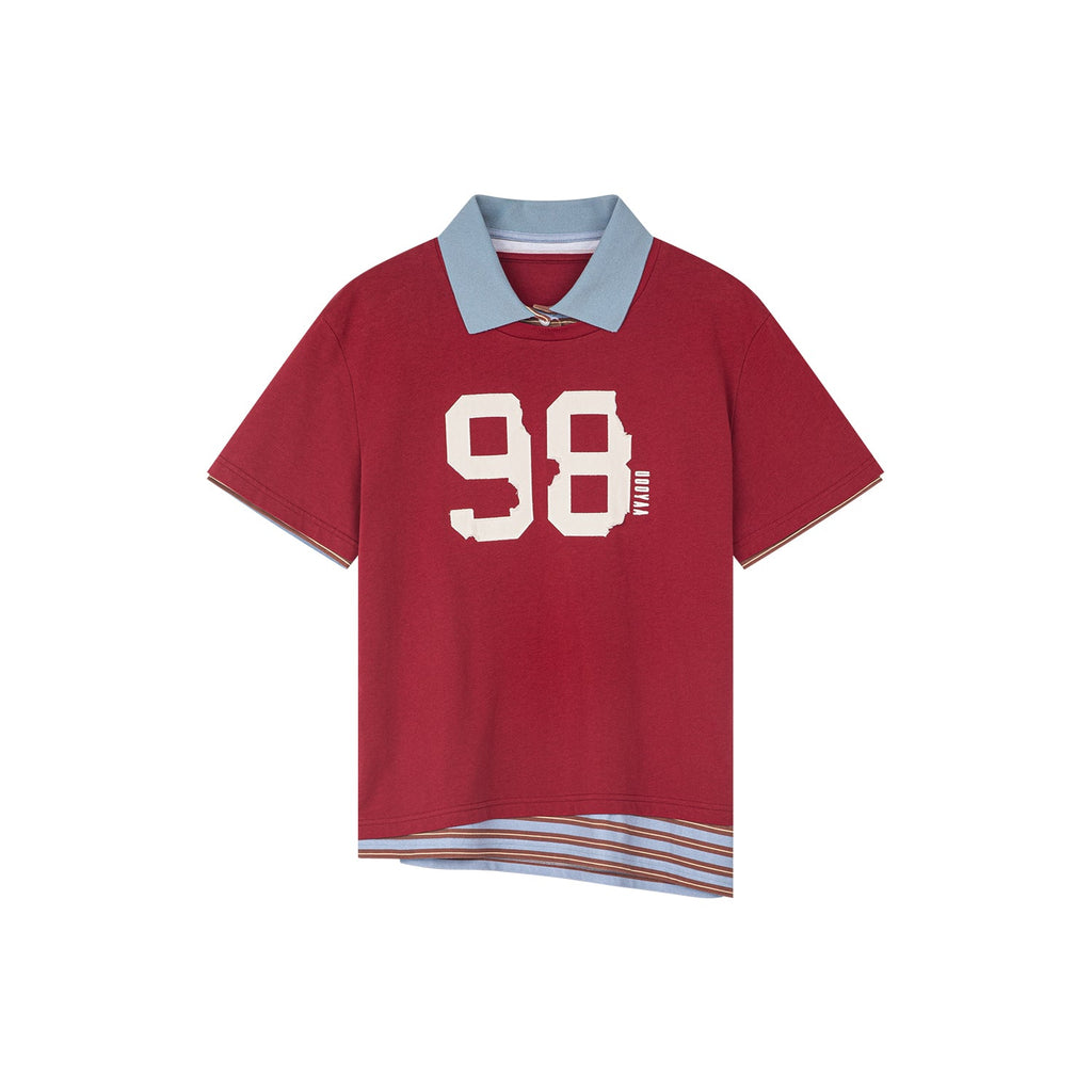 Faux two-piece polo tee