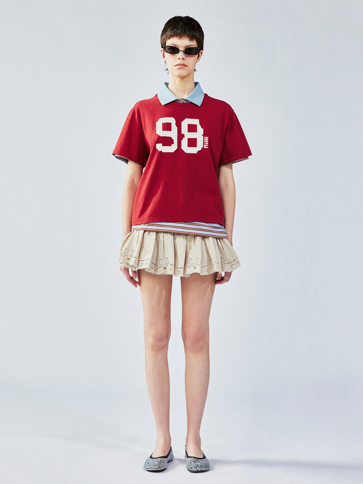 Faux two-piece polo tee
