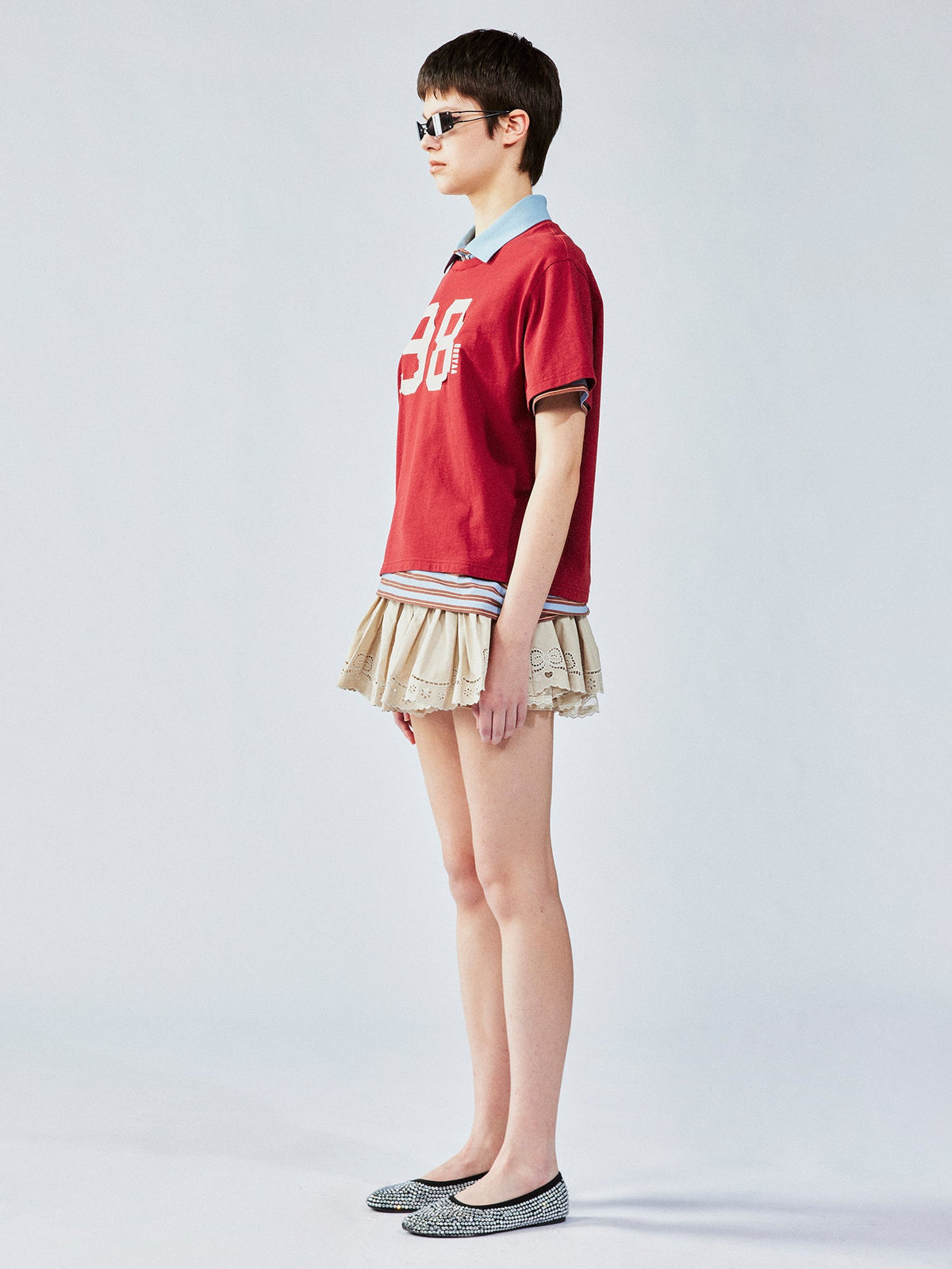 Faux two-piece polo tee