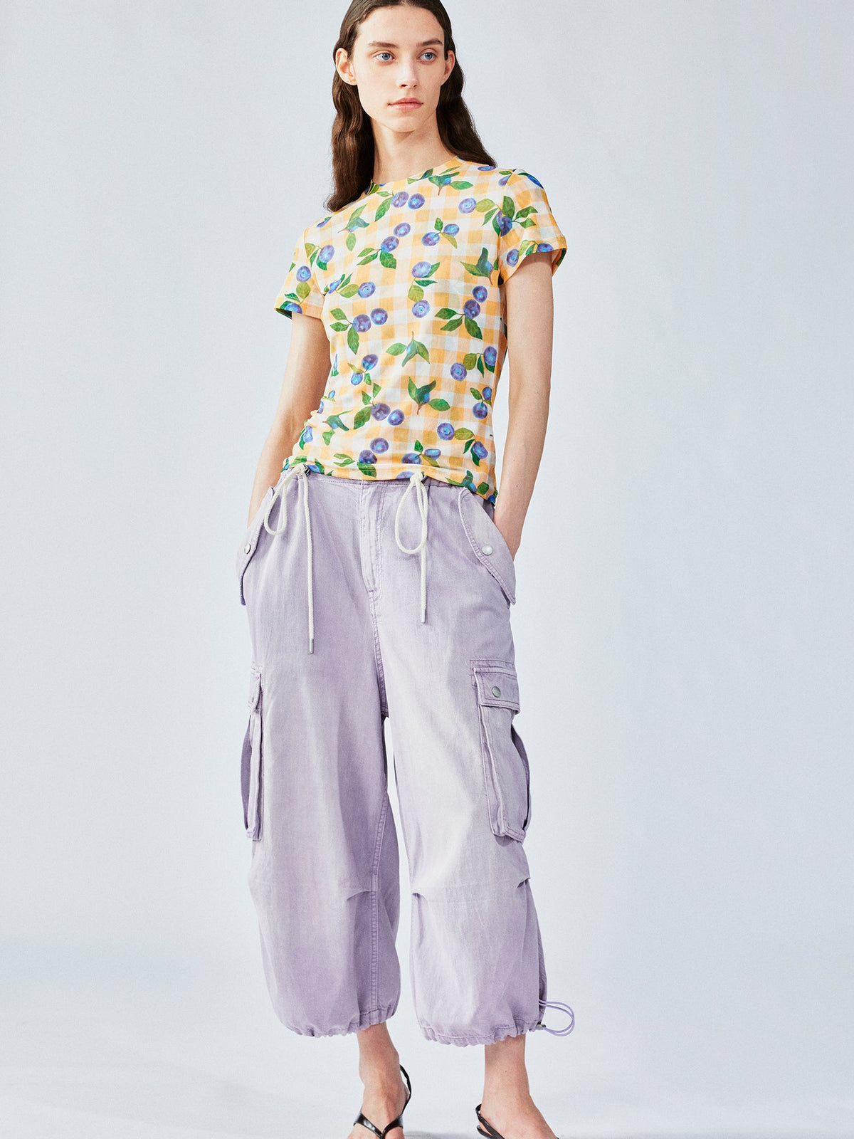 Blueberry mesh print tee