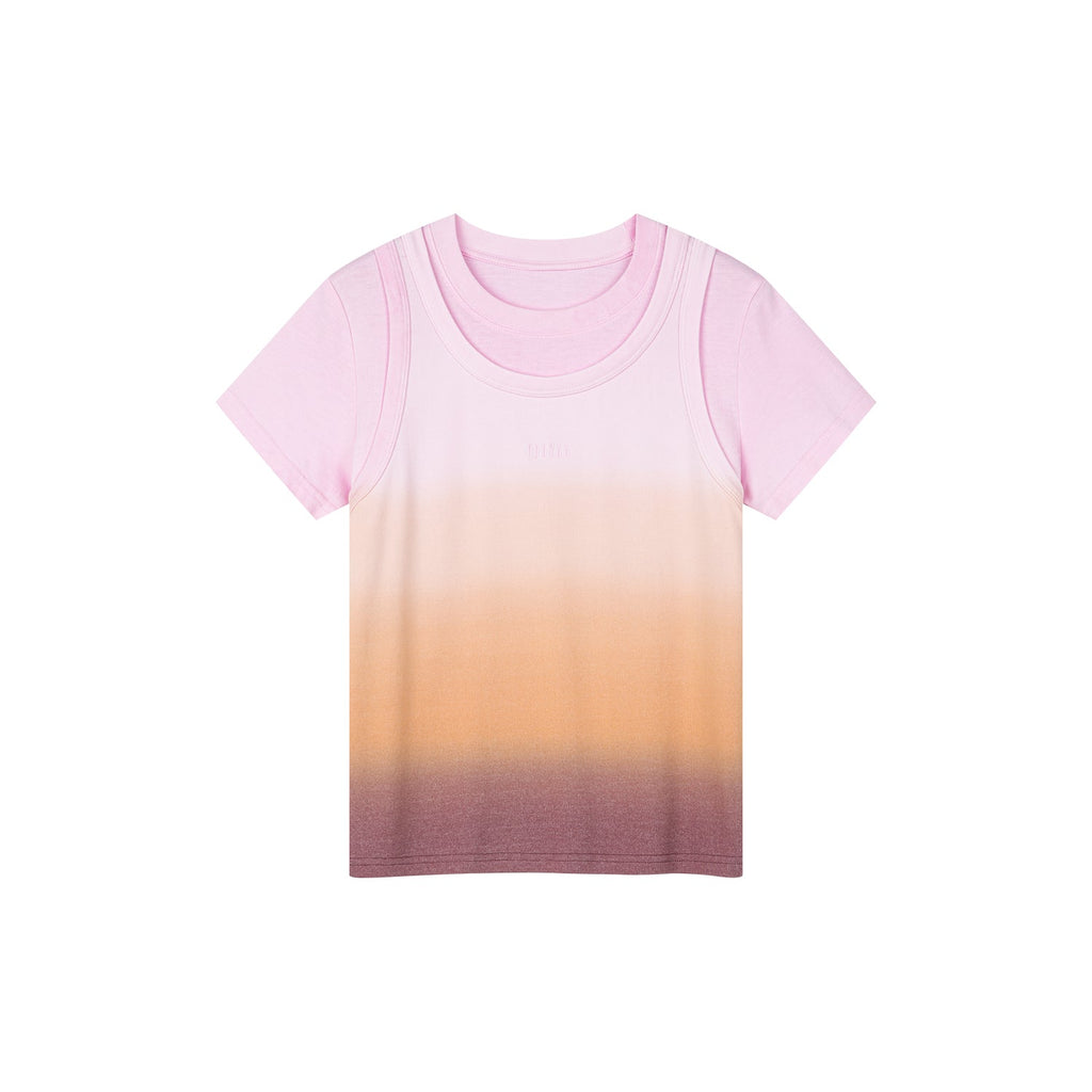 Gradient light faux two-piece tank tee