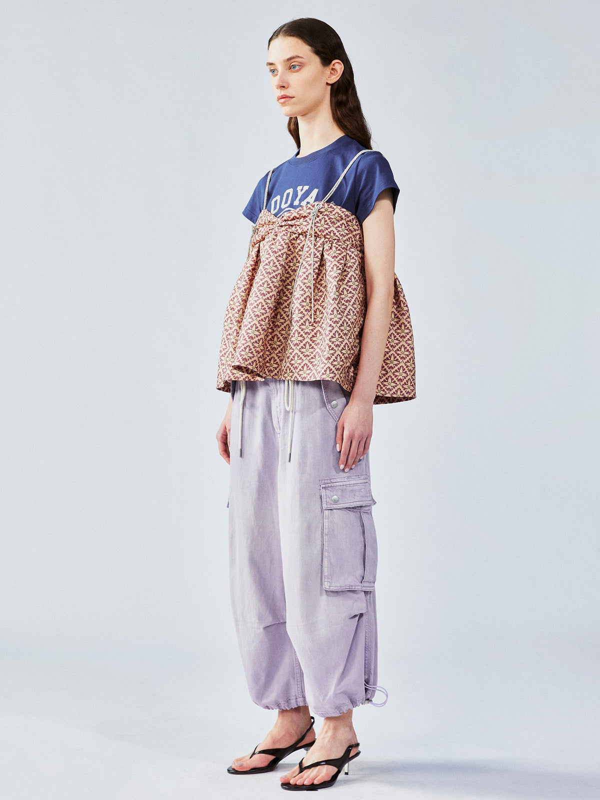 Tee & puffy skirt faux two-piece pullover