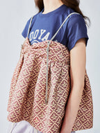 Tee & puffy skirt faux two-piece pullover