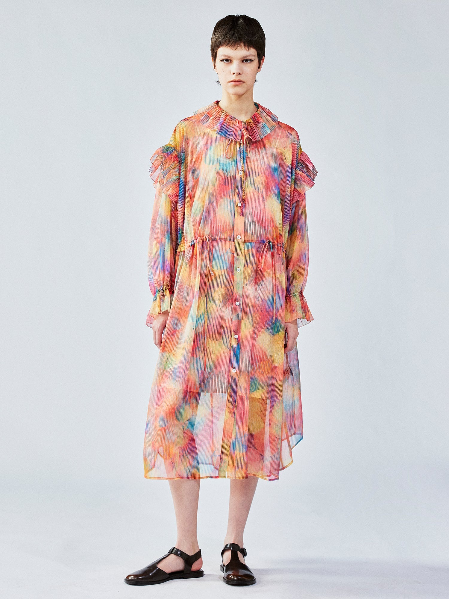 Dreamy light ruffle collar dress