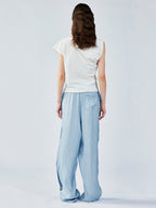 Surreal denim print pants