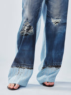 Surreal denim print pants