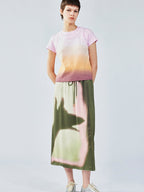 Shadow play print wrap skirt