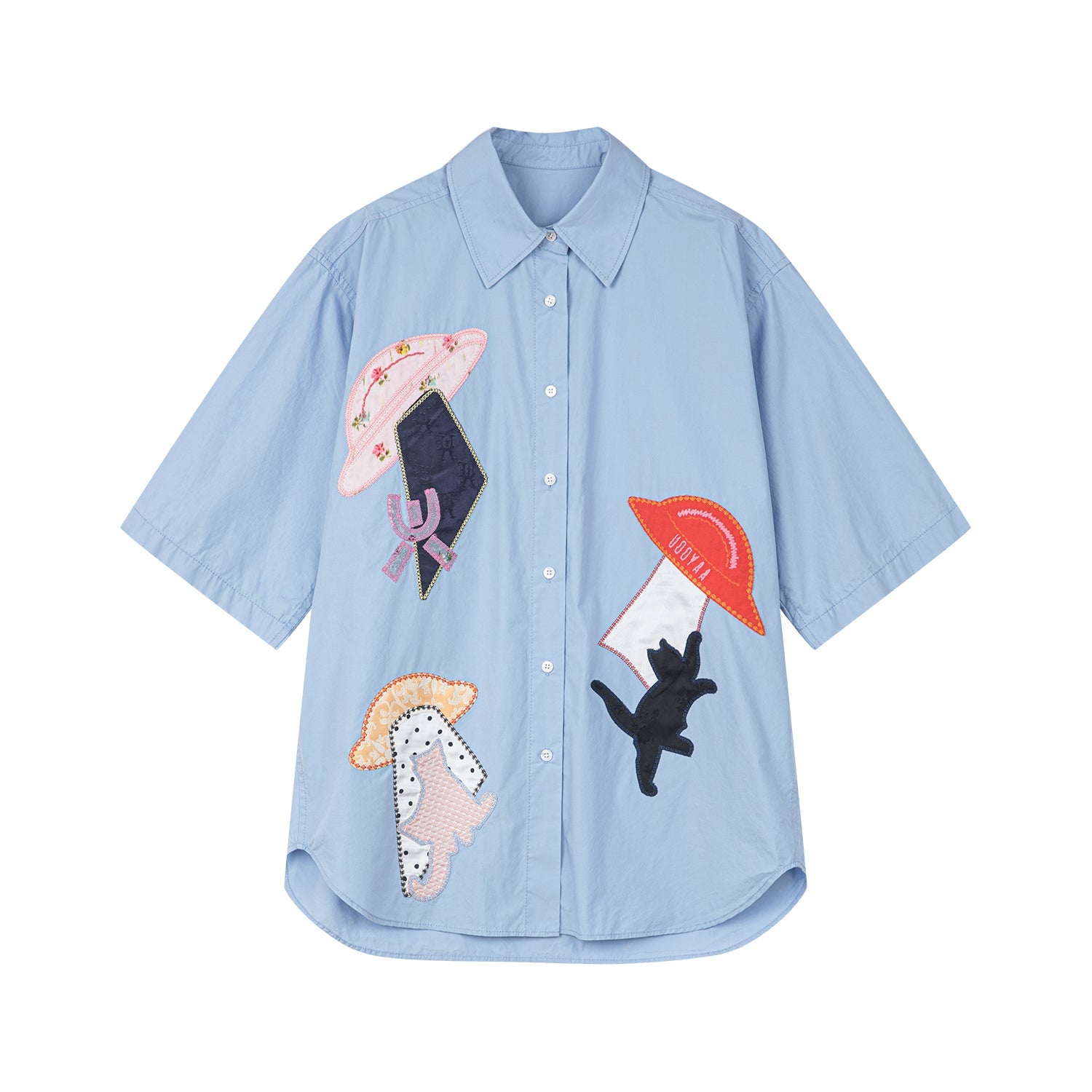 UFO cat appliqué embroidery shirt