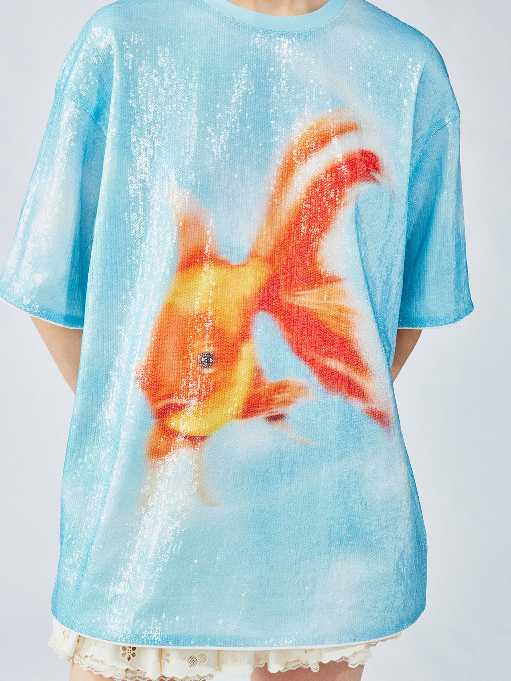 Sequin goldfish pullover