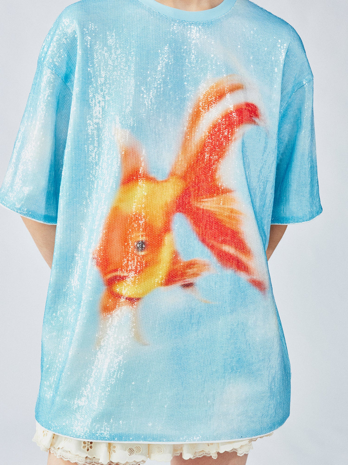 Sequin goldfish pullover