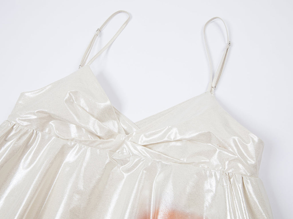 Foil goldfish camisole dress