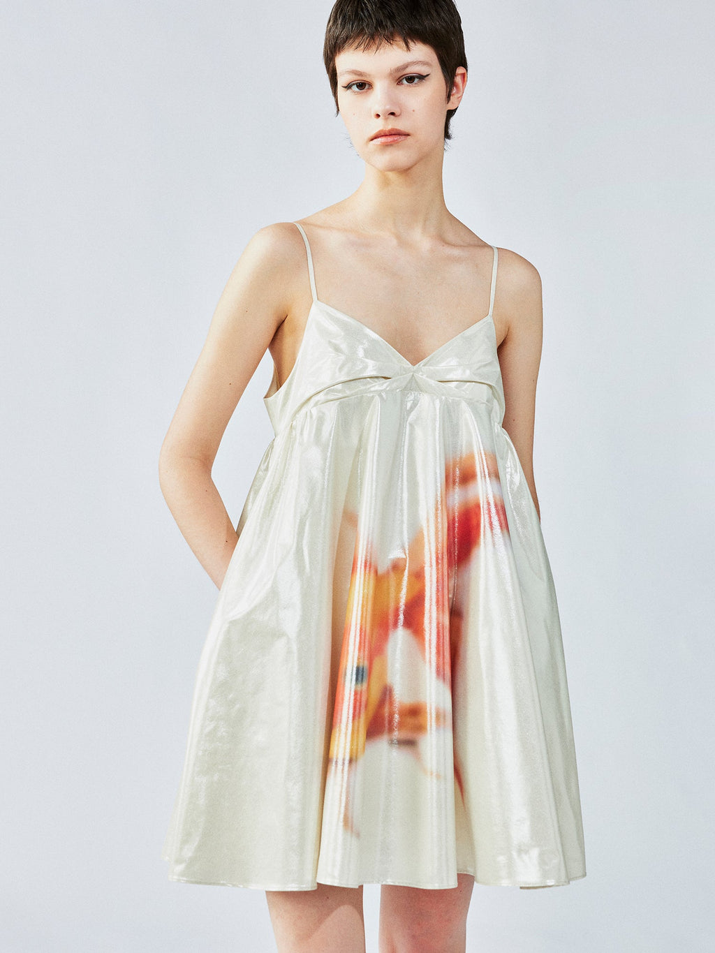 Foil goldfish camisole dress