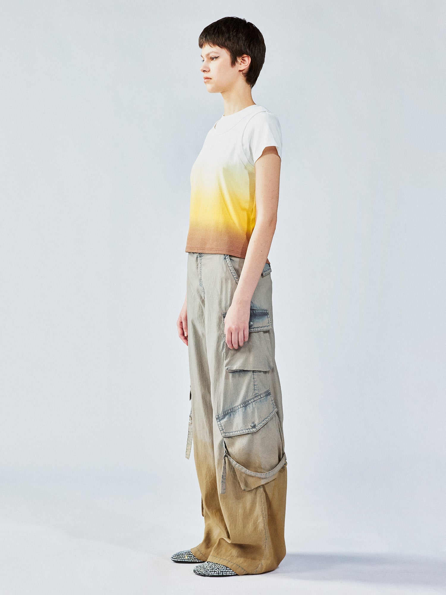 Gradient washed utility pants