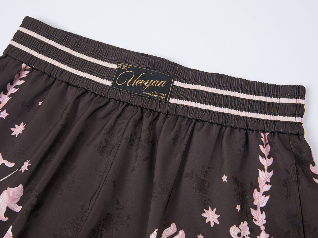 UFO cat jacquard shorts
