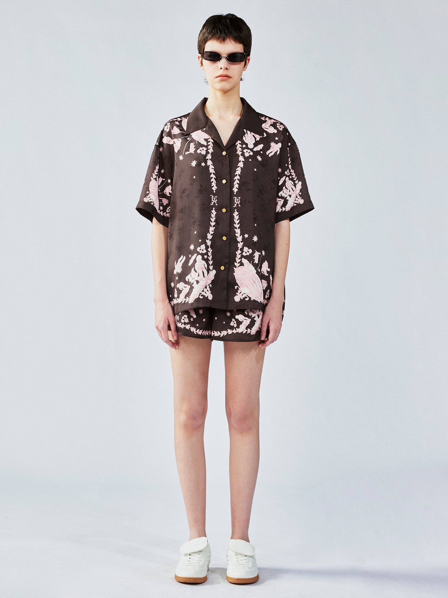 UFO cat jacquard shorts