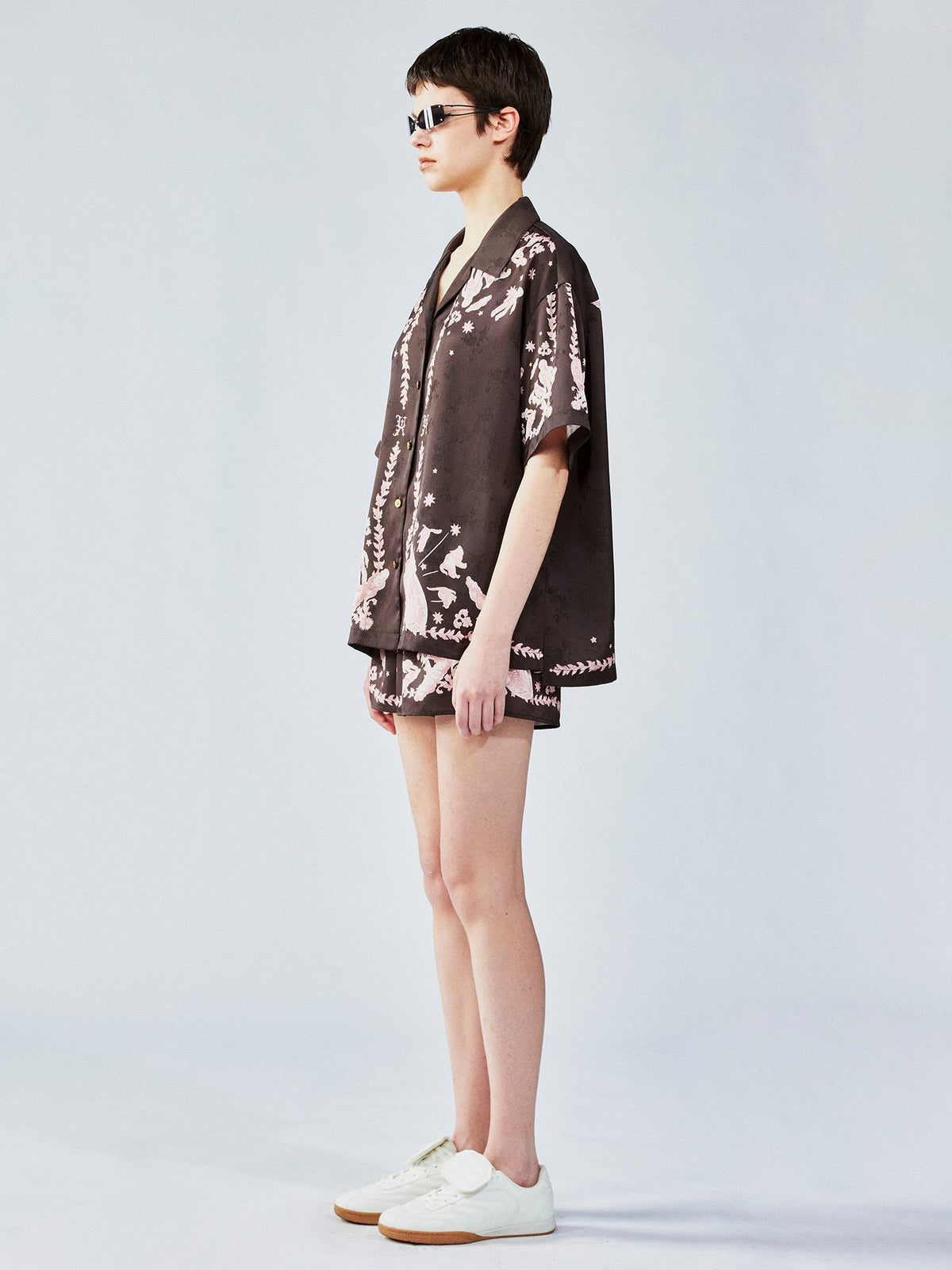 UFO cat jacquard shorts