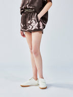 UFO cat jacquard shorts