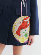 Padded jacket with love and food appliqué embroidery
