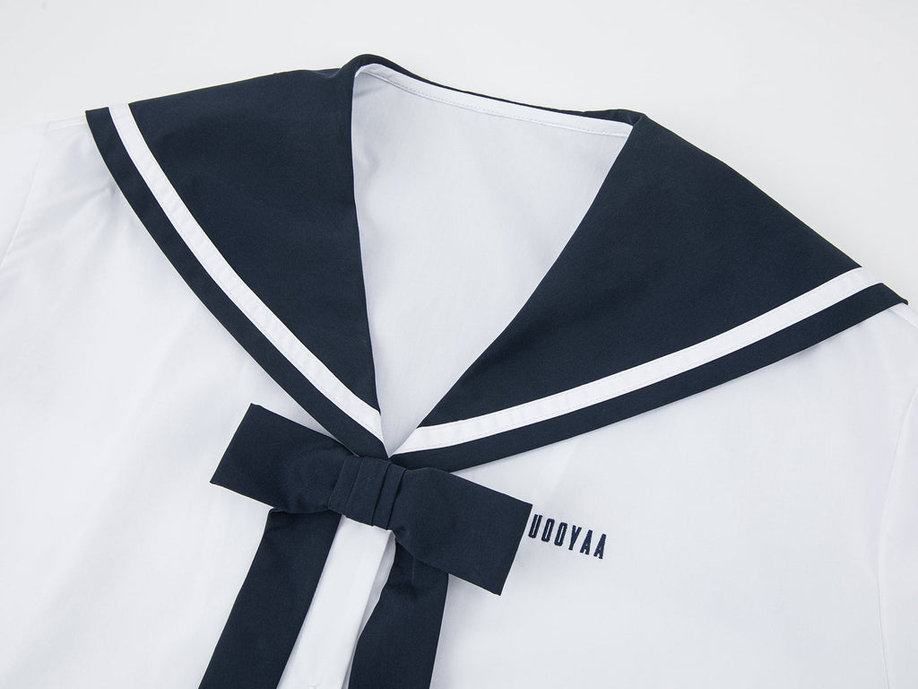 Fish & wine graphic sailor-collar shirt
