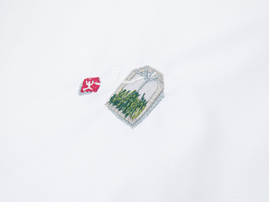 Fish & wine graphic sailor-collar shirt