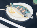 Fish & wine graphic sailor-collar shirt