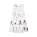 Sailor tank dress with cutlery motif and silver foil