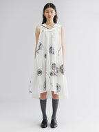 Sailor tank dress with cutlery motif and silver foil