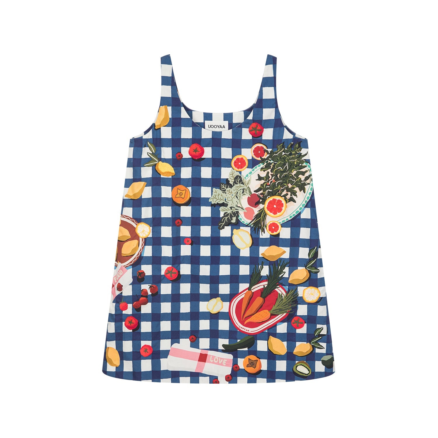 Picnic scene graphic tank dress