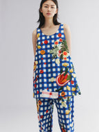 Picnic scene graphic tank dress