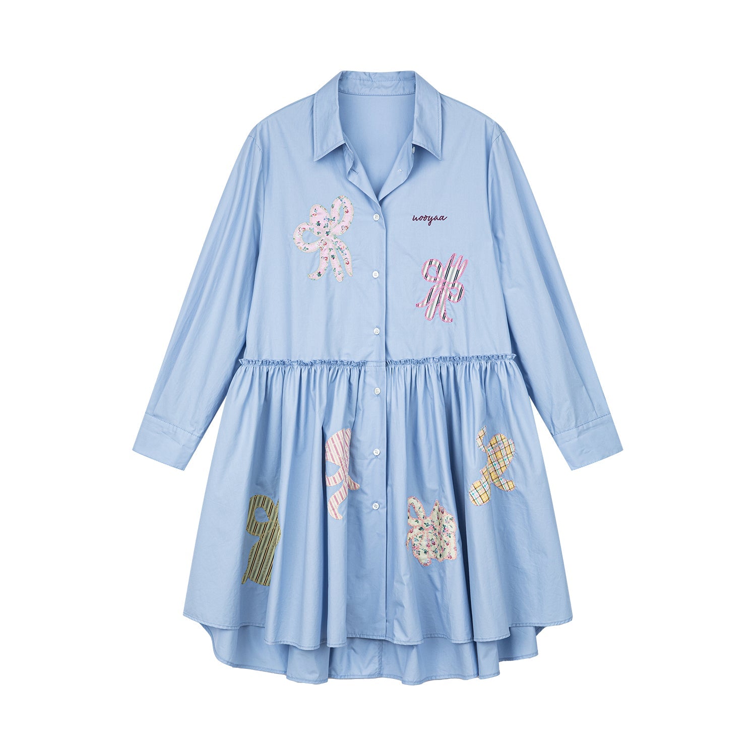 Cutlery & bow embroidered shirt dress