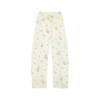 Yellow floral print drawstring pants