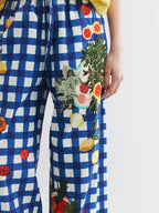Picnic scene graphic trousers